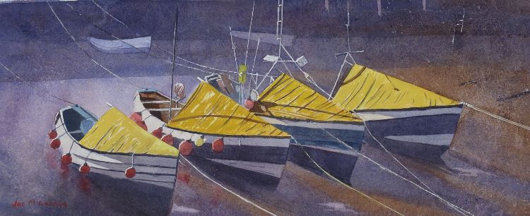 Four Amble Boats by Joe McGregor. -acrylic