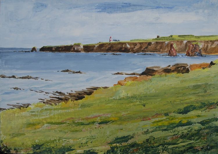 Marsden Bay & Souter by Willie Drea -acrylic
