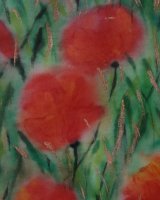 Poppies by Sheila Lewis, -paint on satin