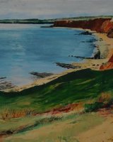 Durham Coast with the Hartlepools by W Drea Oil on canvas 60cmx40cm