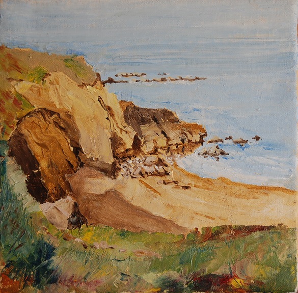 17 -Man Haven The Leas Sth Shields by W Drea -oil on canvas board 8"x8"