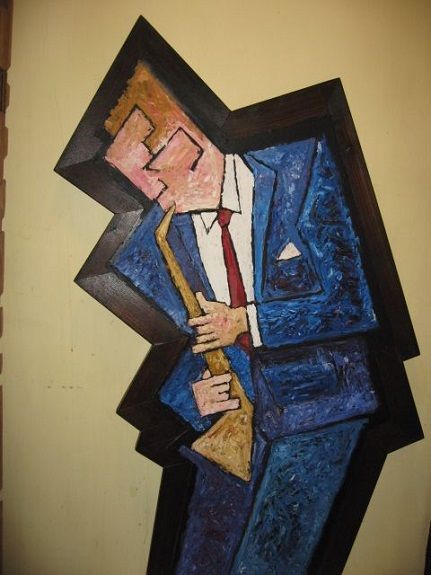 Sax Player by Aubrey Anderson, mixed media