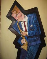 Sax Player by Aubrey Anderson, mixed media