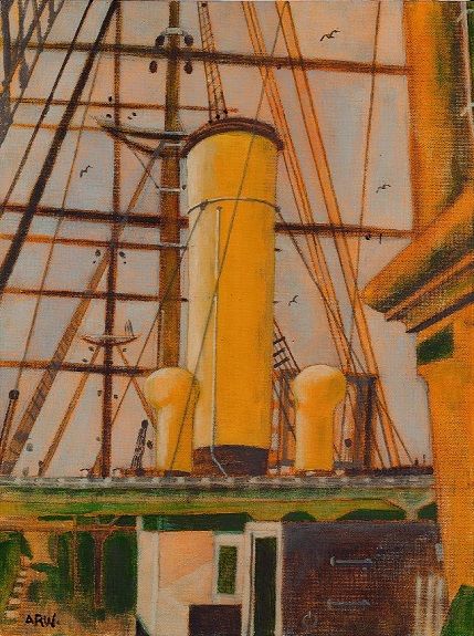 27 Discovery Dundee -acrylic on board by Allan White