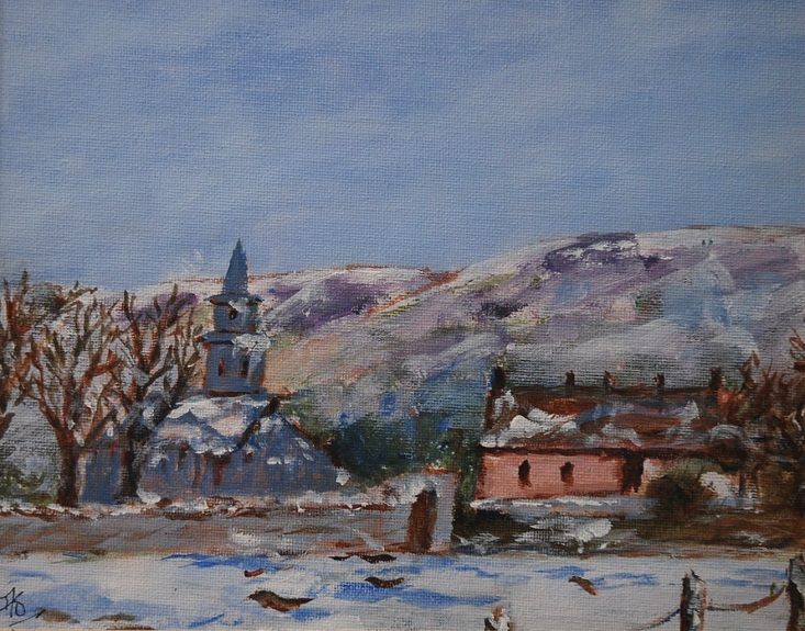 17 Snow in Cumbria -acrylic by Audrey Drynan