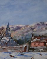 Snow in Cumbria -acrylic by Audrey Drynan