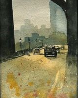 Tyne Bridge at Dusk -watercolour by Tim Griffiths