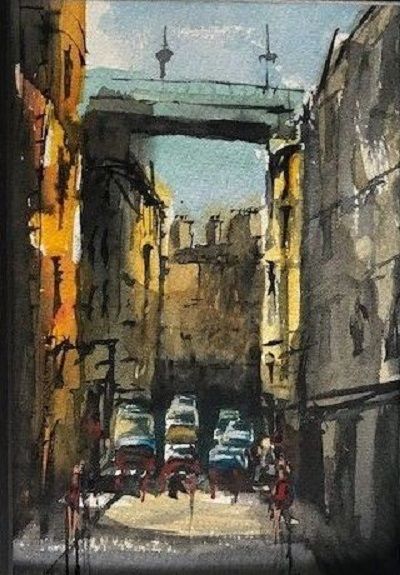 54 Tyne Bridge Queen Street -watercolour by Tim Griffiths