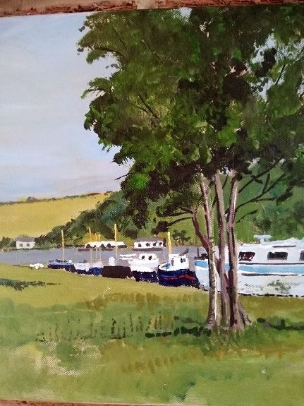 20 Canal & Barges, Norfolk -acrylic by Brian Wilson