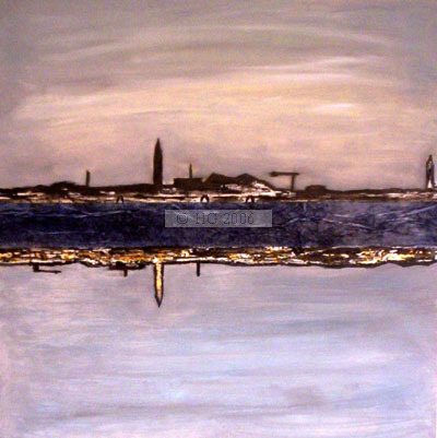 Riflessione Veneziana 40x40cm mixed media on board