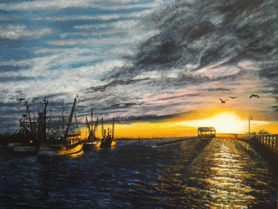 Winter Sunset Shem Creek, South Carolina