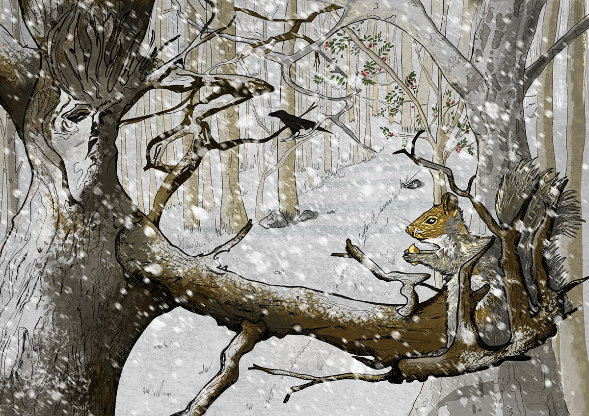 Rework of 'The Tree and the Squirrel' Snow Scene