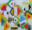 Title:- "Green Chevrons & Red Triangles_ - 2012 - Medium:- watercolour & pencil - Size:- Price:- SOLD