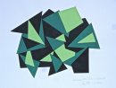 Title:- "PAINTED CUT-OUT GREEN & BLACK" - Medium:- acrylic painted card cut-out collage - Size:- H46 x W60 cm - Price:- on application
