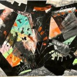 UNTITLED CONFLICT - watercolour/gouache/acrylic/ink on Khadi w/c paper - H70 x W100 cm - Price:- £1,550 framed / incl.P & P UK only