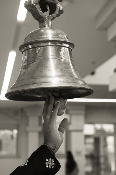 Sacred temple bell (Ghanta) rung by devotees to invoke the divine