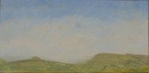 Above Llangynidr, Powys, 2019, oil on wood, 20.5 x 41 cm