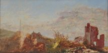 Caradon Hill 2, Cornwall, 2020, oil on wood, 20.5 x 41 cm