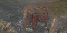 Castlemartin, Pembrokeshire,2014, oil on board, 20.5 x 41 cm