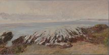 Freshwater West 3, 2019, 20.5 x 41 cm, oil on wood