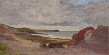 Freshwater West 5, 2019, 20.5 x 41 cm, oil on board