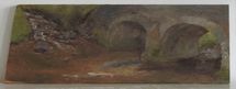 Bridge near Little Newcastle, Pembrokeshire, 2016, oil on wood, 10 x 29.5 cm