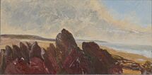 Freshwater West 8, 2020, oil on wood, 20.5 x 41 cm