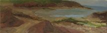 St Bride's 3, Pembrokeshire, 2016, oil on board, 15 x 48 cm