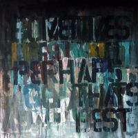 talking to myself again (perhaps thats best), 90x90x3.6cm, mixed media on canvas, 2013