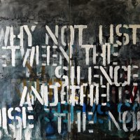 listen, 101x153x1.6cm, mixed media on canvas, 2014