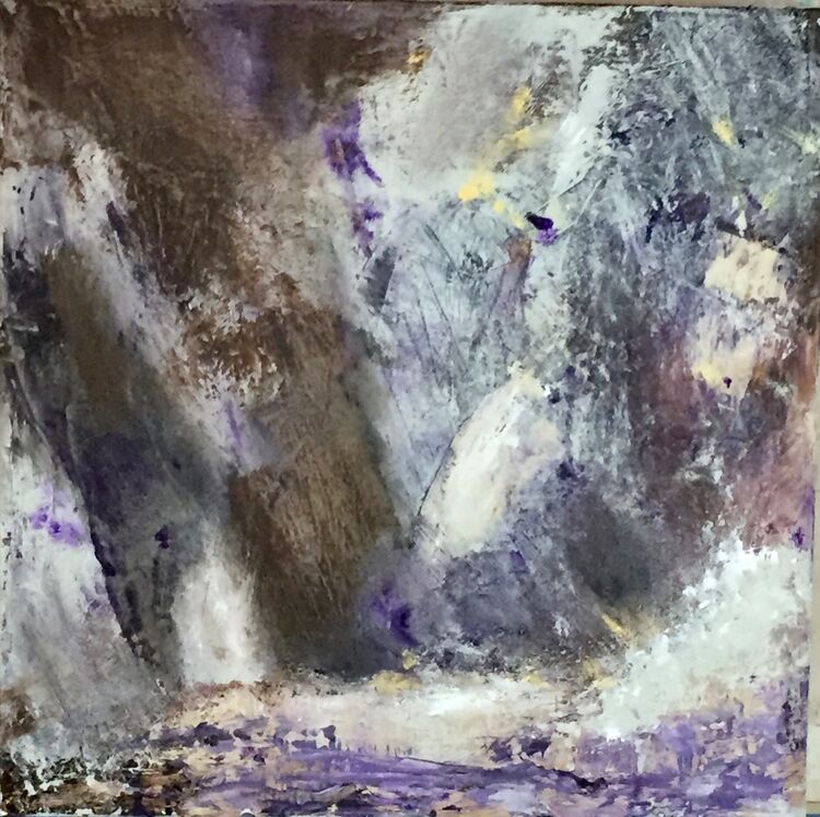 This oil painting has texture and movement. Ghislaine Beeson has used oils, cold wax and charcoal powder which create atmosphere and reflect the Forces of Nature.