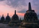 Sunrise over Borobudur Temple, Java
