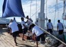 Hoisting the sails, Buginese Schooner, Indonesia
