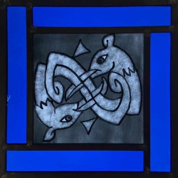 Pictish Dragon Stained Glass Panel