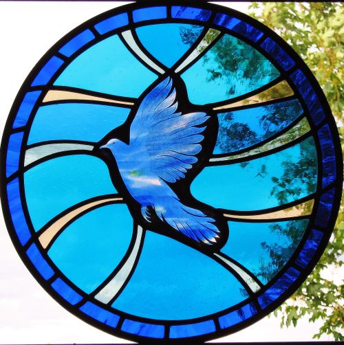 Berry Stained Glass Dove Window