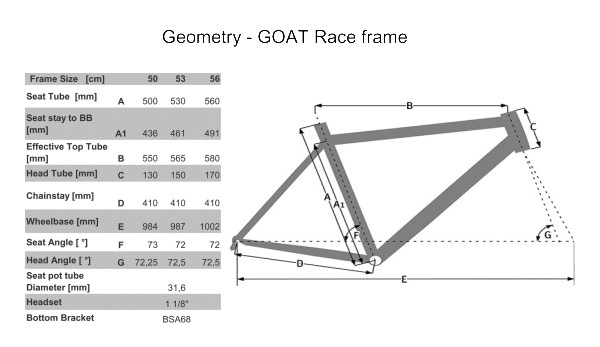 GOAT Race Frame Geometry