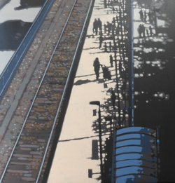 people wait for the train. St. Ives Station sunshine