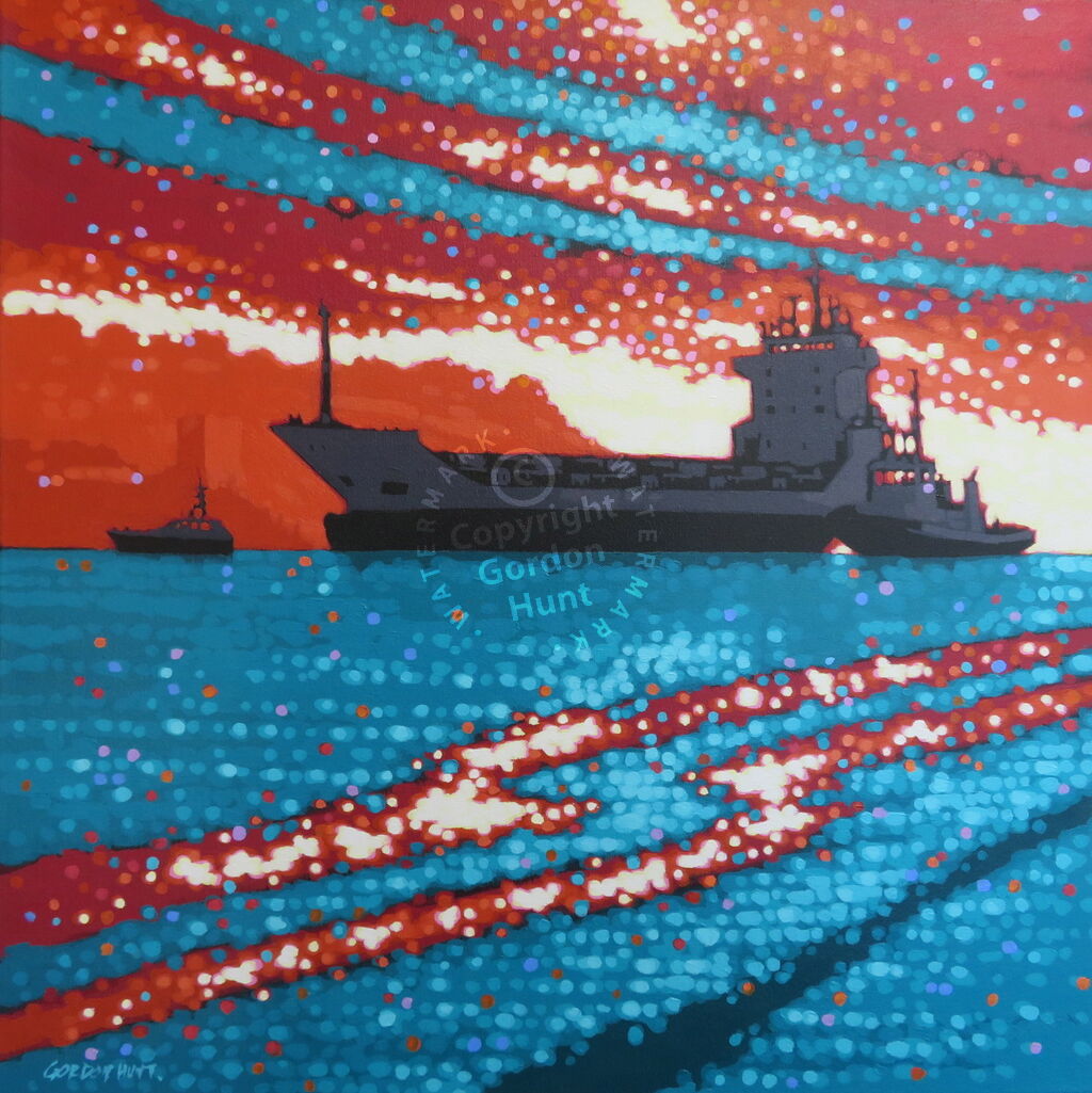 The tug the tanker and the pilot boat, Fowey estuary. Gordon Hunt