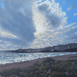 winter sunburst - Par Beach - Dog walking and wind surfing.