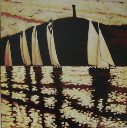 working boats on route to the regatta