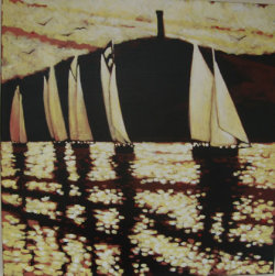 working boats on route to the regatta
