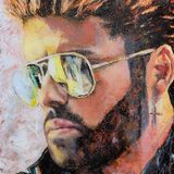 George Michael RIP original acrylic on stretched box canvas, finished with a high gloss resin and glitter 20x30x4 cm £950. Limited edition prints available.