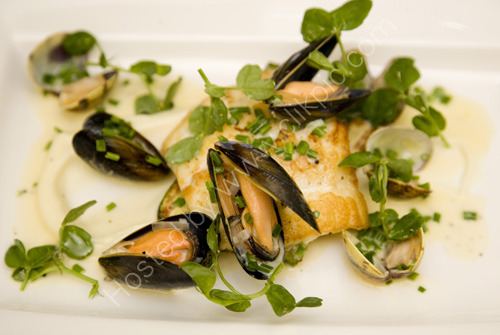 Pan Roasted Turbot with Mussels and Clams prepared by Executive Chef at the Grand Hotel Alan White