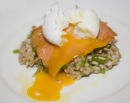 Salmon Risotto with a poached egg