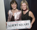 June Brown from Eastenders and TV actress Jan Graveson with the signed Albert Square auction prize