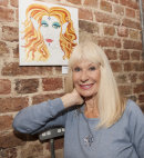 Carol Cleveland with her artwork