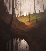 ' REFLECTED WOOD ' acrylic on wooden panel 42 x 39 x 2 ins 166 x 99 x 5 cms