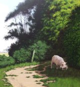' QUIET CORNER ' acrylic on wooden panel 42 x 39 x 2 ins 166 x 99 x 5 cms