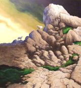 ' OUTCROP ' acrylic on wooden panel 42 x 39 x 2 ins 166 x 99 x 5 cms