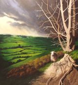 ' SENTINEL ' acrylic on wooden panel 42 x 39 x 2 ins 166 x 99 x 5 cms